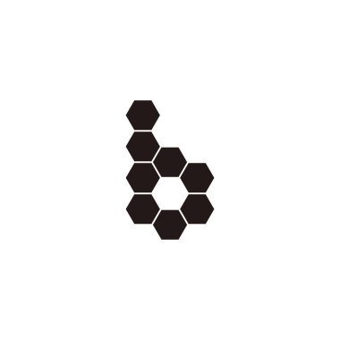 Seven hexagons letter b geometric symbol simple logo vector