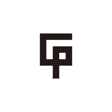 Letter Gp connect, square geometric symbol simple logo vector