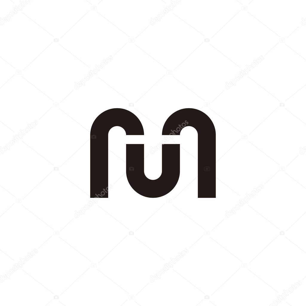 Letter UM MU U M curve geometric symbol simple logo vector