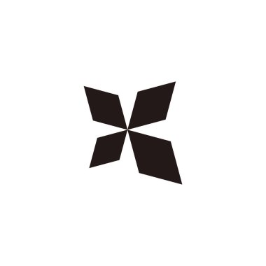 Letter X four diamonds, windows geometric symbol simple logo vector