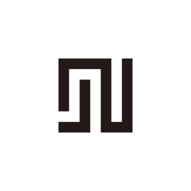 Letter J N square geometric symbol simple logo vector