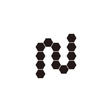 Letter N thirteen hexagons geometric symbol simple logo vector