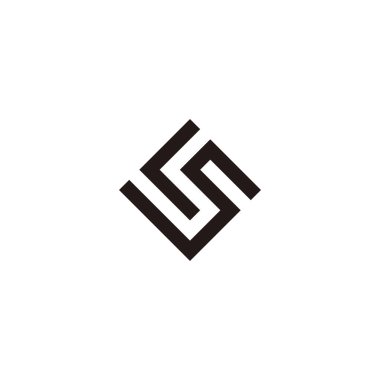 Letter CS line, square geometric symbol simple logo vector