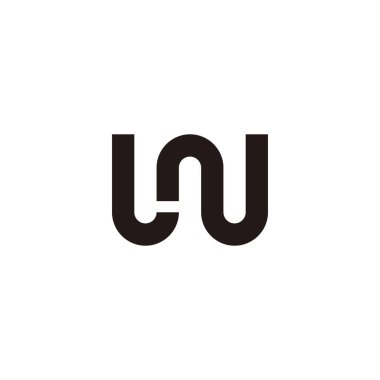 Letter L and N, letter W curve geometric symbol simple logo vector