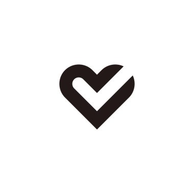 Letter J heart geometric symbol simple logo vector