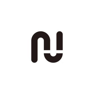Letter N and U curve geometric symbol simple logo vector