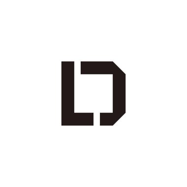Letter L and D square, outline geometric symbol simple logo vector