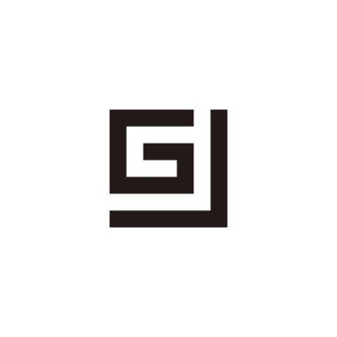 Letter G J square, outline geometric symbol simple logo vector