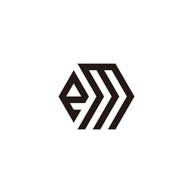 Letter e M hexagon geometric symbol simple logo vector