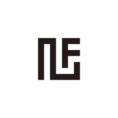 Letter N F square, outline geometric symbol simple logo vector