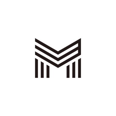Letter M and number 3, lines geometric symbol simple logo vector