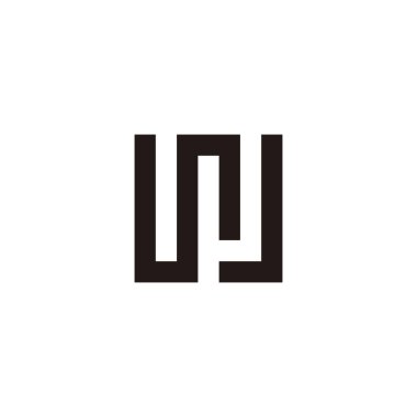 Letter JW WJ J W square geometric symbol simple logo vector