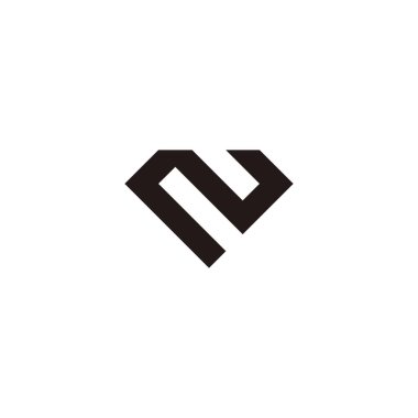 Letter N diamond, square outline geometric symbol simple logo vector