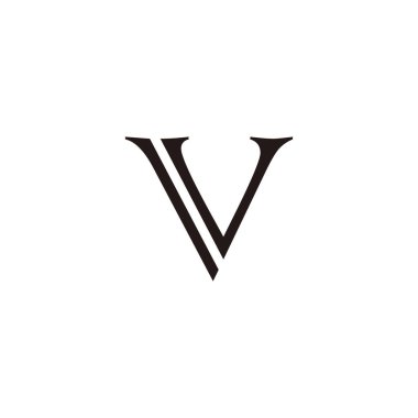 Letter V lines, double geometric symbol simple logo vector