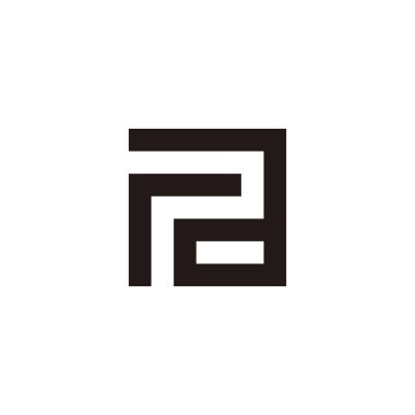 Letter r, p and a square geometric symbol simple logo vector