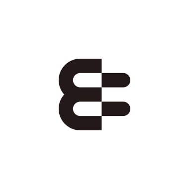 Letter E number 8, two capsules geometric symbol simple logo vector