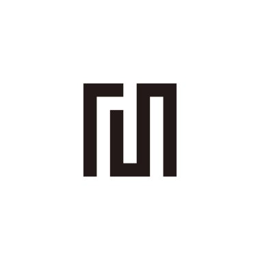 Letter rm mr r m square, outline geometric symbol simple logo vector