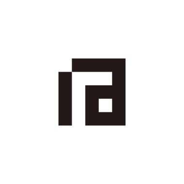 Letter ra square, outline geometric symbol simple logo vector