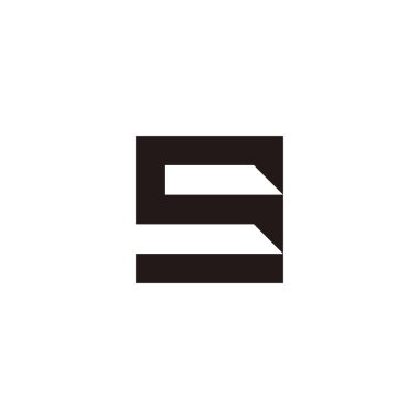 Letter S, q and g square, outline geometric symbol simple logo vector