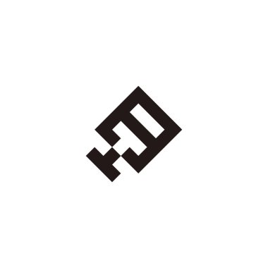 Letter H and number 8 square, outline geometric symbol simple logo vector