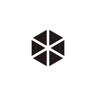 Letter O six triangles, hexagon geometric symbol simple logo vector