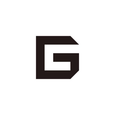 Letter G shaped D outline, square geometric symbol simple logo vector