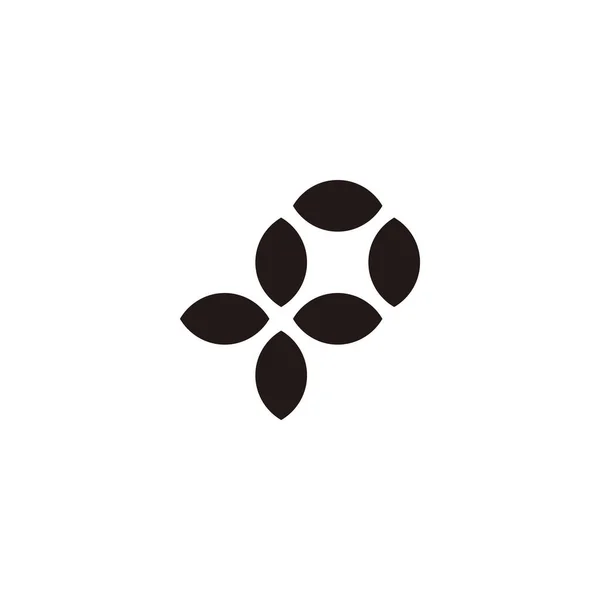 Letter P plus, leaves geometric symbol simple logo vector