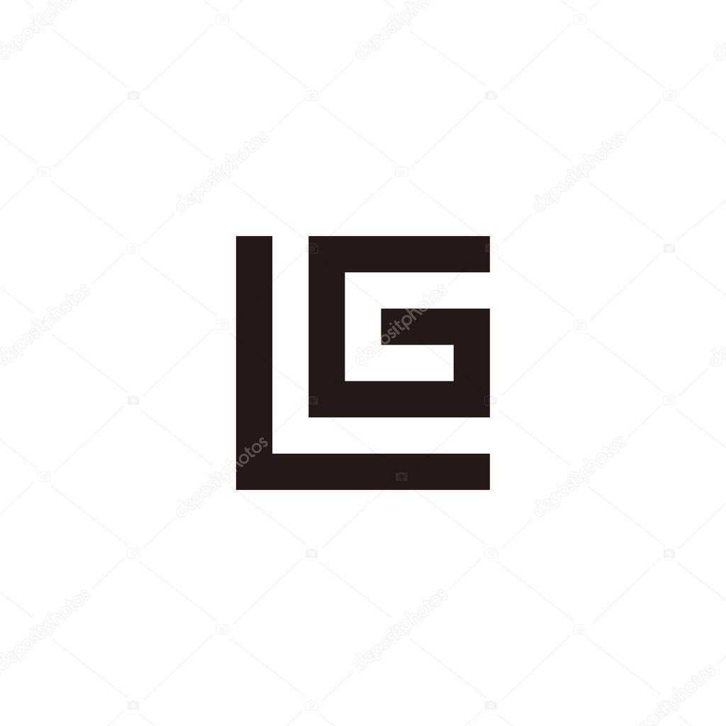 Letter LG square, outline geometric symbol simple logo vector