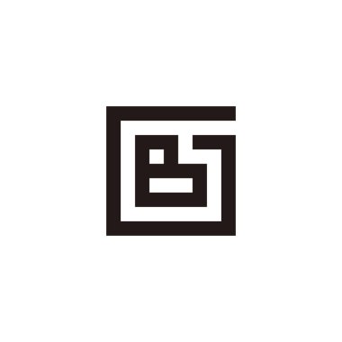 Letter GB BG G B square, outlines geometric symbol simple logo vector