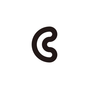 Letter C curve, outline geometric symbol simple logo vector