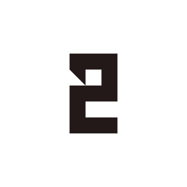 Letter e number 2 square, outline geometric symbol simple logo vector