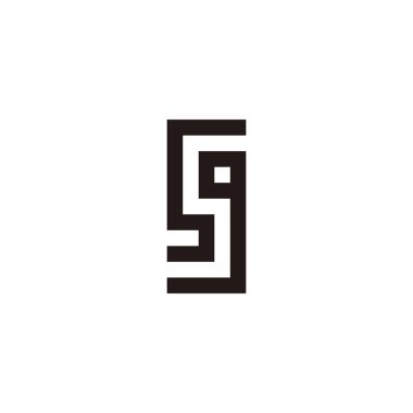 Letter S and g square, line geometric symbol simple logo vector