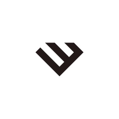 Letter W diamond, square geometric symbol simple logo vector