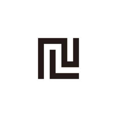Letter LN NL L N square, building geometric symbol simple logo vector