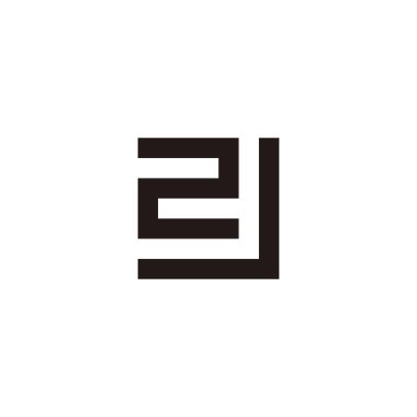 Number 2 letter J square geometric symbol simple logo vector