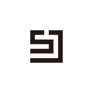 Letter S and J square, outlines geometric symbol simple logo vector