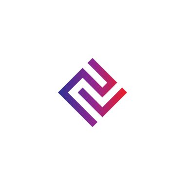 Letter NV VN N V square, outlines geometric symbol simple logo vector