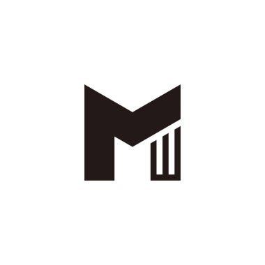 Letter M line and outline geometric symbol simple logo vector