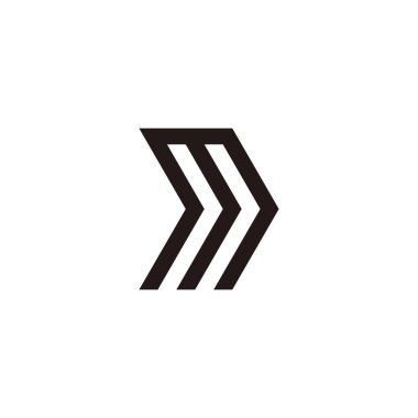 Letter M direction, or letter D geometric symbol simple logo vector
