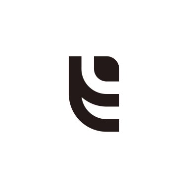 Letter t and E leaf, unique geometric symbol simple logo vector