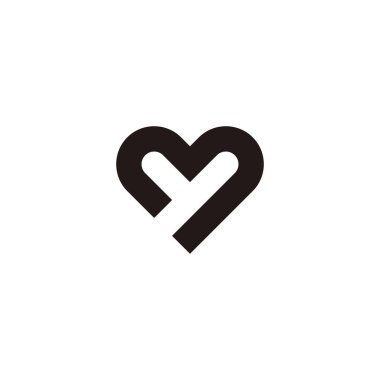 Letter By yB B y curve, heart geometric symbol simple logo vector
