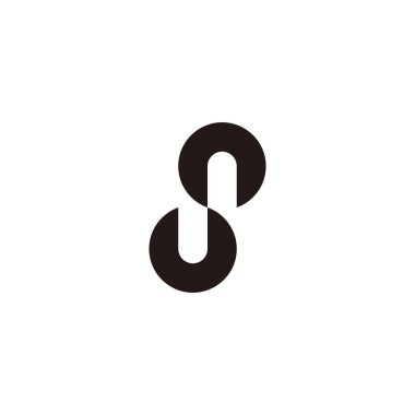 Letter u and n, letter s geometric symbol simple logo vector