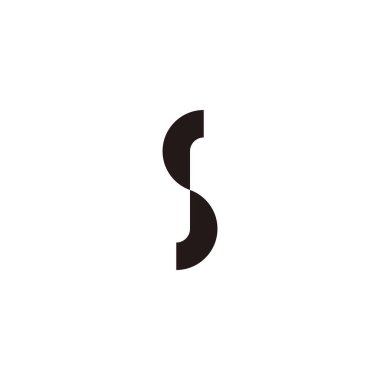 Letter r and J, letter s geometric symbol simple logo vector
