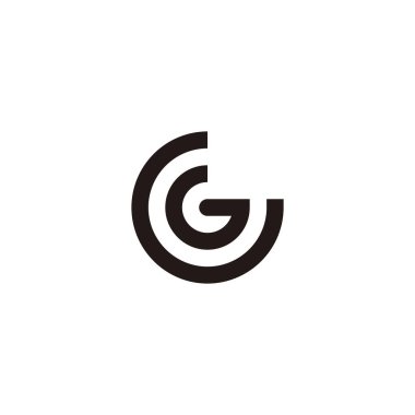 Letter GG circle, round geometric symbol simple logo vector