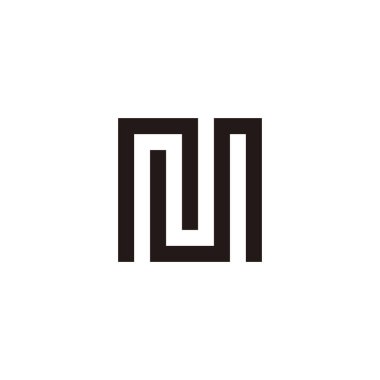 Letter n, N and M square geometric symbol simple logo vector