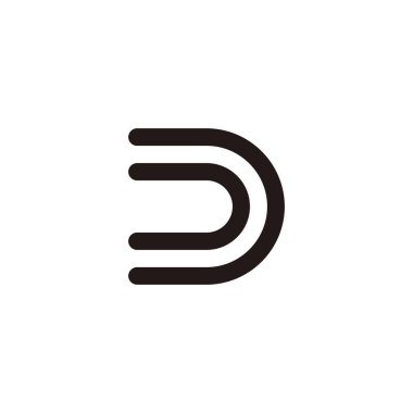 Letter D double, curves geometric symbol simple logo vector