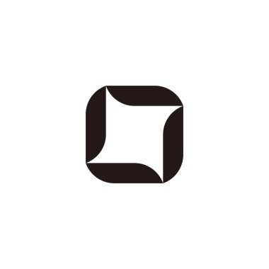 Four leaves, geometric symbol box simple logo vector