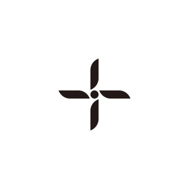 Plus, four leaves, geometric symbol simple logo vector