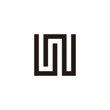 Letter U, N and W square geometric symbol simple logo vector
