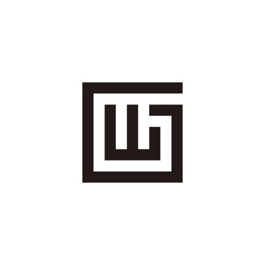 Letter G and W square geometric symbol simple logo vector